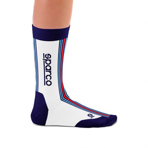 Sparco Martini Racing Socks – White/Blue, Iconic Design