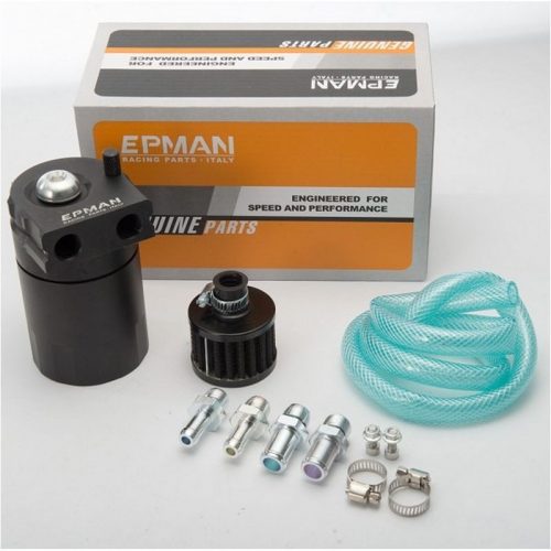 EPMAN Universal Aluminium Oil Catch Tank with Internal Filter and Breather Filter - (Multiple Colors)