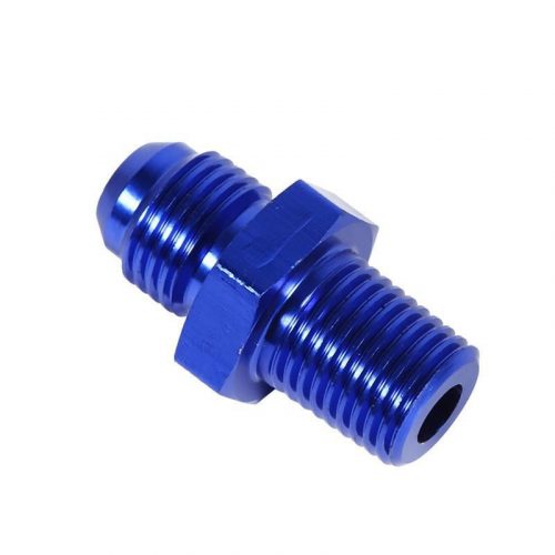 AN6 - 1/4" NPT Male-Male Adapter – Blue, Aluminum