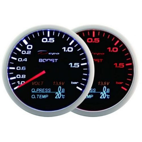 DEPO RACING WA 4in1 60mm Gauge - Turbo Boost Pressure, Oil Temperature, Volt, Oil Pressure Meter