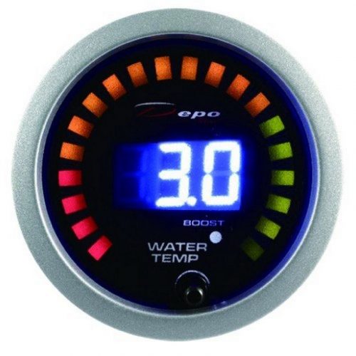 DEPO RACING LED 2in1 52mm Gauge - Water Tempereture , Turbo Boost Pressure Meter