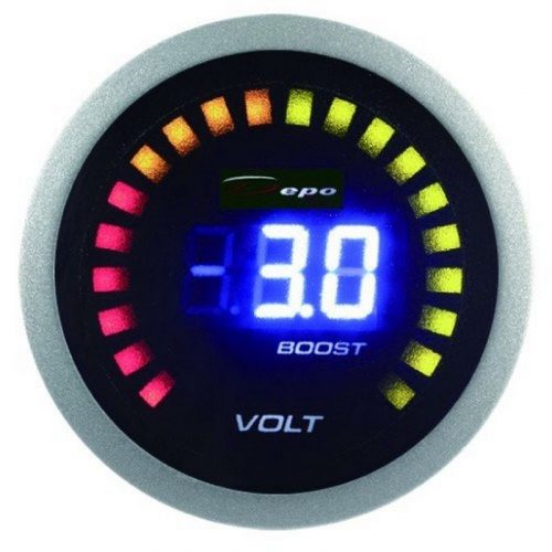 DEPO RACING LED 2in1 52mm Gauge - Volt, Turbo Boost Pressure Meter