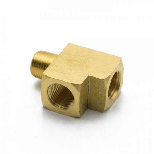 3 Way Tee Brass Fitting  1/8" NPT Female, 1/8" NPT Female, 1/8" NPT Male