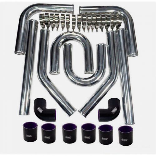 Universal Intercooler Pipe Kit (2.25") 57mm - 8 Pc Silicone Hose, 8 Pc Aluminium Pipe, 16 Pc T-Clamp