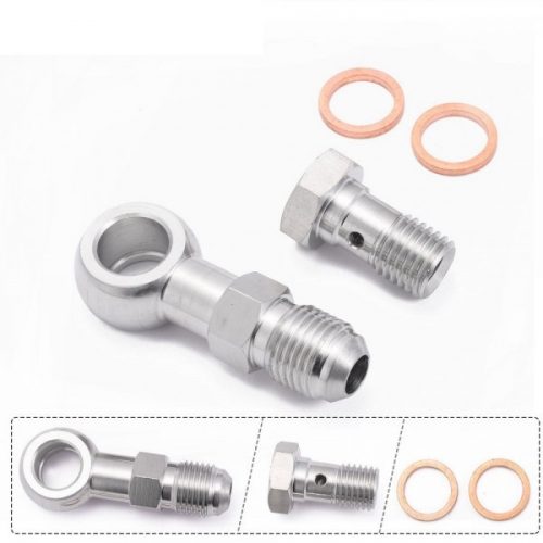 Stainless Steel M12x1.5 AN6 Banjo Bolt Kit with 12mm Bore (Universal Brake System Adapter)