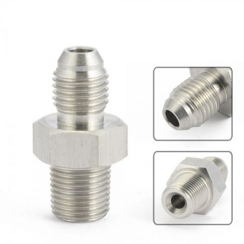 Straight AN-NPT Adapter (AN3 [3/8-24] Male - 1/8" NPT Male, Stainless Steel)