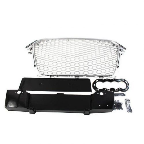 Grill Audi A4 B8 RS Style Silver Black 12-15 PDC