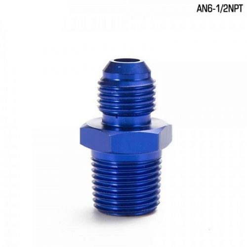 Male To Male Union AN6 To 1/2" NPT Adapter Fitting Straight - Aluminium