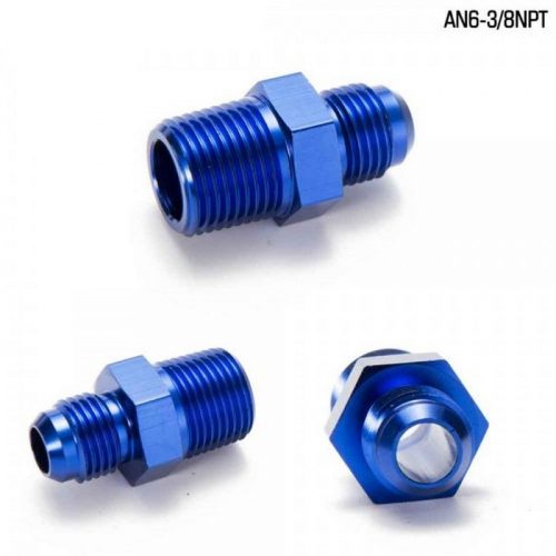 Male To Male Union AN6 To 3/8" NPT Adapter Fitting Straight - Aluminium