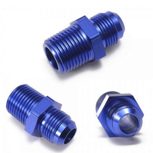 Male To Male Union AN8 To 1/2" NPT Adapter Fitting Straight - Aluminium