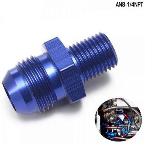 Male To Male Union AN8 To 1/4 "NPT Adapter Fitting Straight - Aluminium