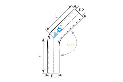 45 degree XL silicone hose