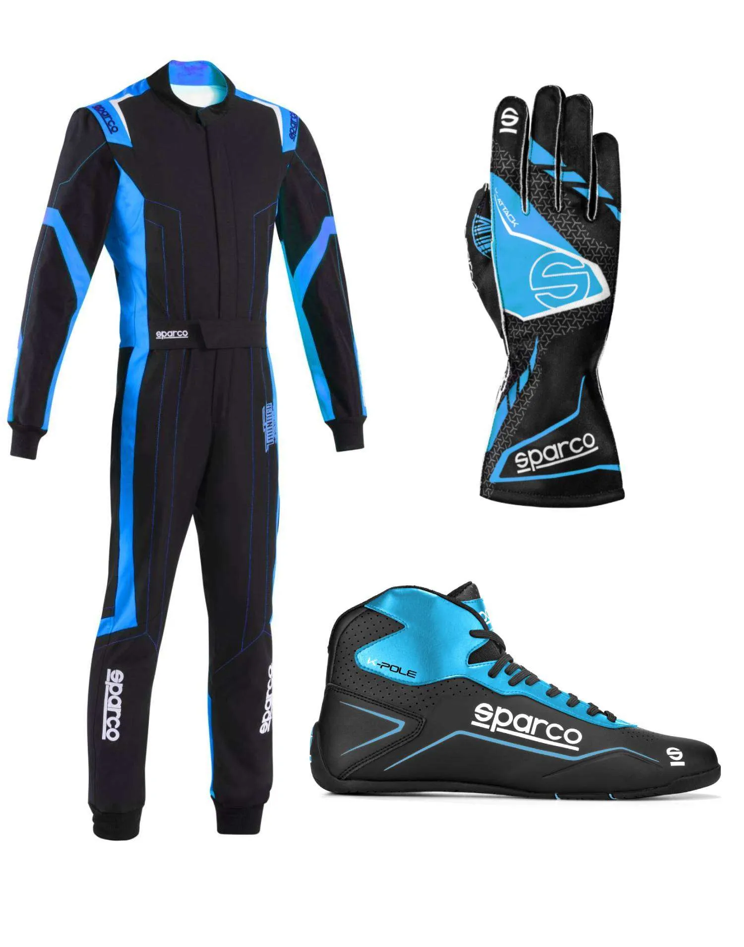 Sparco suits, Sparco racing shoes, Sparco racing gloves