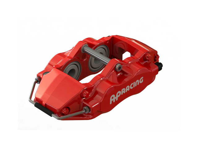 AP Racing red four-piston brake caliper